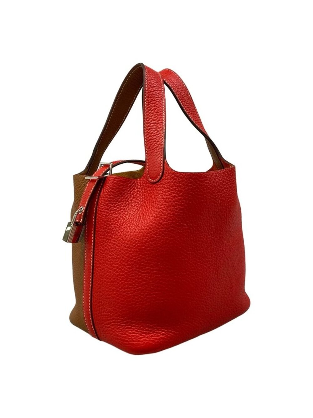 Hermes Handbag Picotin Lock Casaque PM Rouge Cou Gold Silver